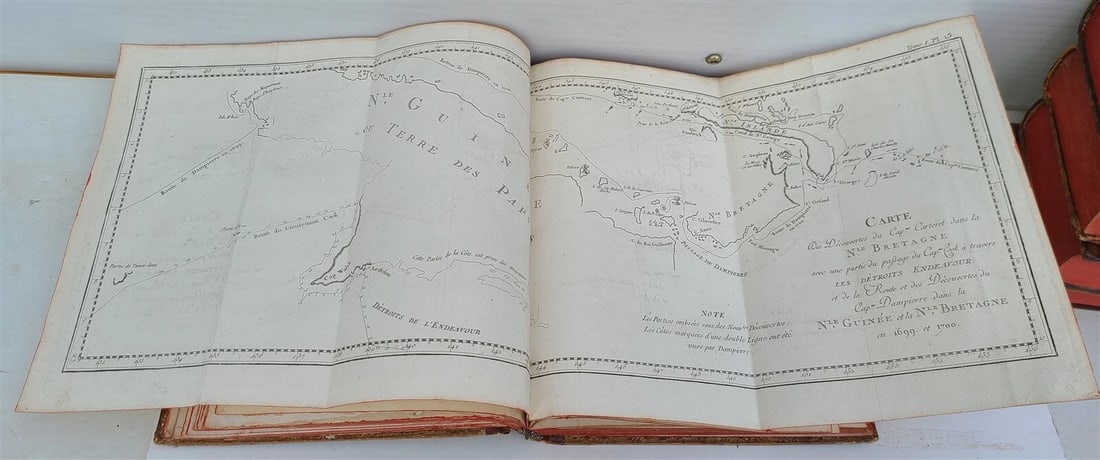 1774 VOYAGES of CAPTAIN COOK 4 vols plus ILLUSTRATED ATLAS antique in FRENCH - 10