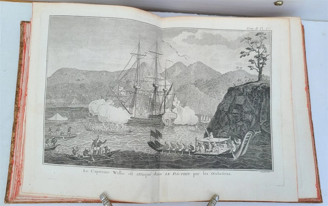 1774 VOYAGES of CAPTAIN COOK 4 vols plus ILLUSTRATED ATLAS antique in FRENCH - 11
