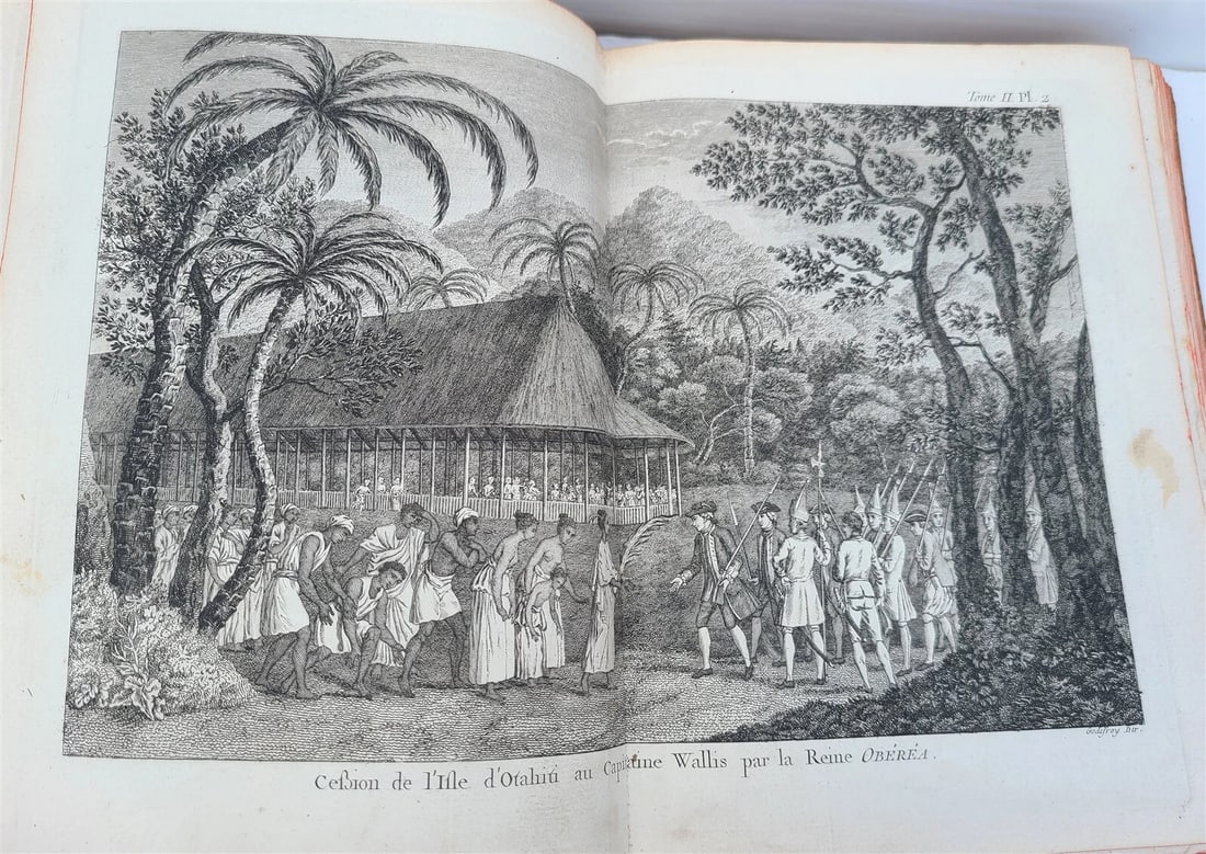 1774 VOYAGES of CAPTAIN COOK 4 vols plus ILLUSTRATED ATLAS antique in FRENCH - 12