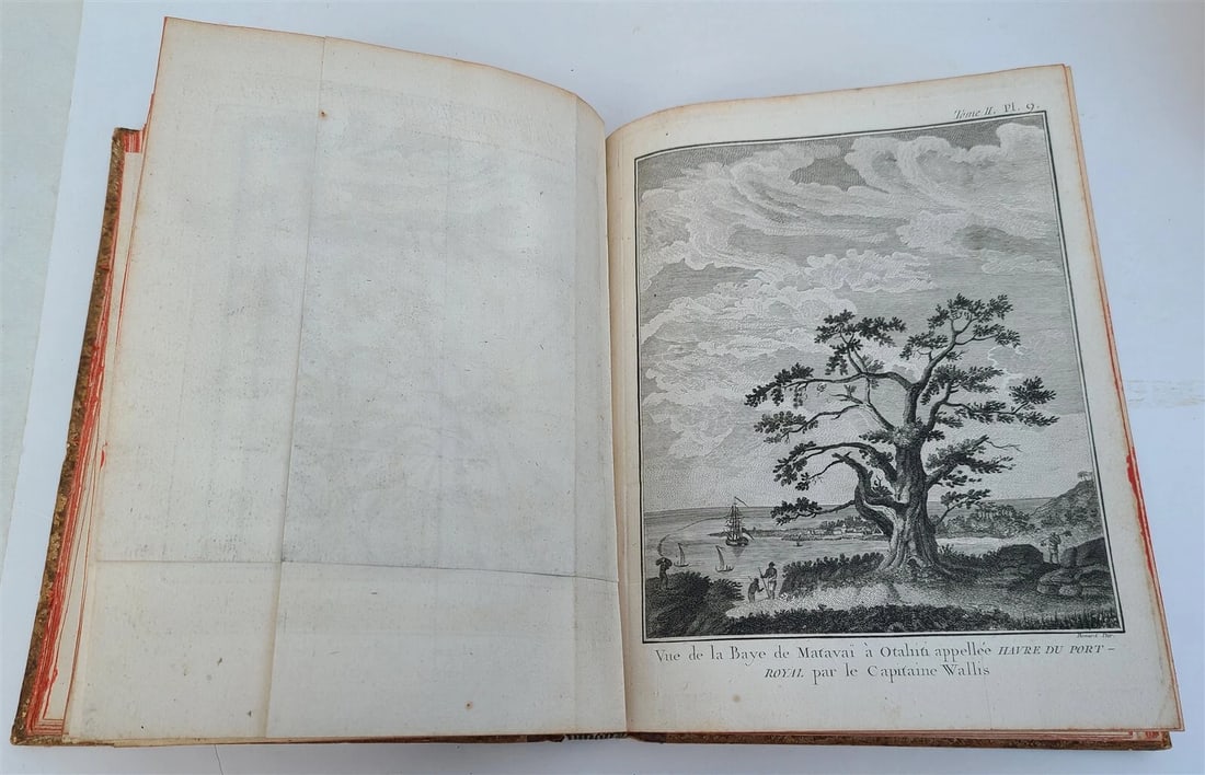 1774 VOYAGES of CAPTAIN COOK 4 vols plus ILLUSTRATED ATLAS antique in FRENCH - 16