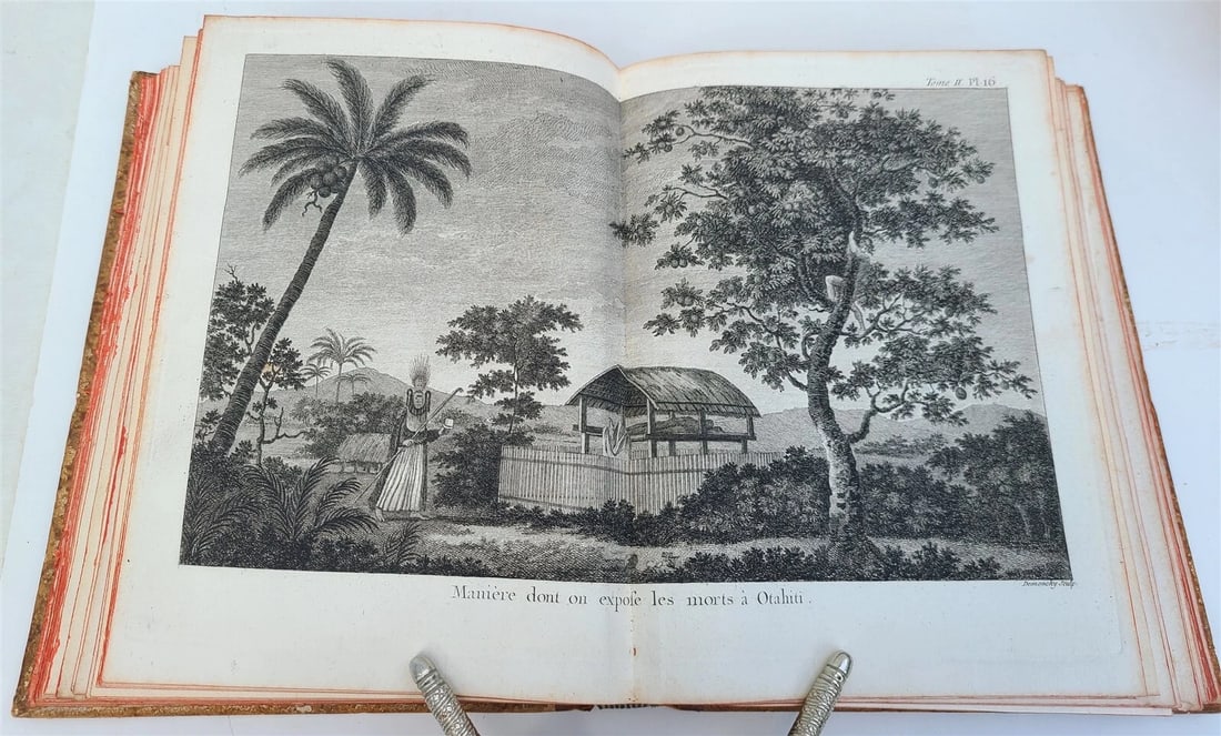 1774 VOYAGES of CAPTAIN COOK 4 vols plus ILLUSTRATED ATLAS antique in FRENCH - 19