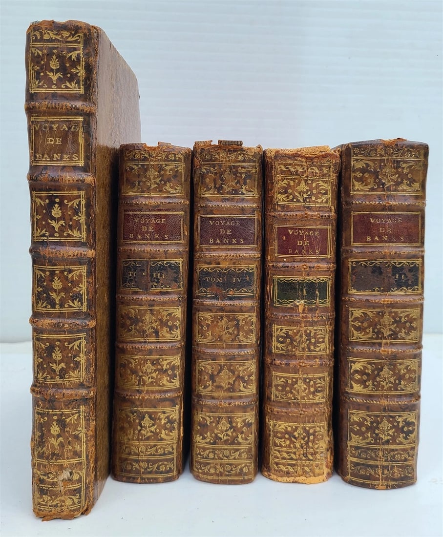 1774 VOYAGES of CAPTAIN COOK 4 vols plus ILLUSTRATED ATLAS antique in FRENCH (1 of 20)