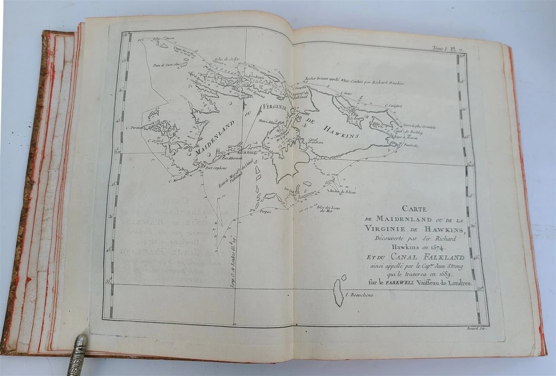 1774 VOYAGES of CAPTAIN COOK 4 vols plus ILLUSTRATED ATLAS antique in FRENCH - 5