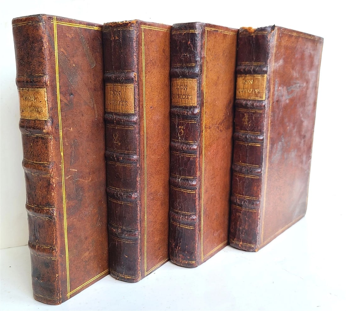 1776-77 4 vols DON QUIXOTE by CERVANTES 1st DANISH ED. antique ILLUSTRATED RARE (1 of 20)