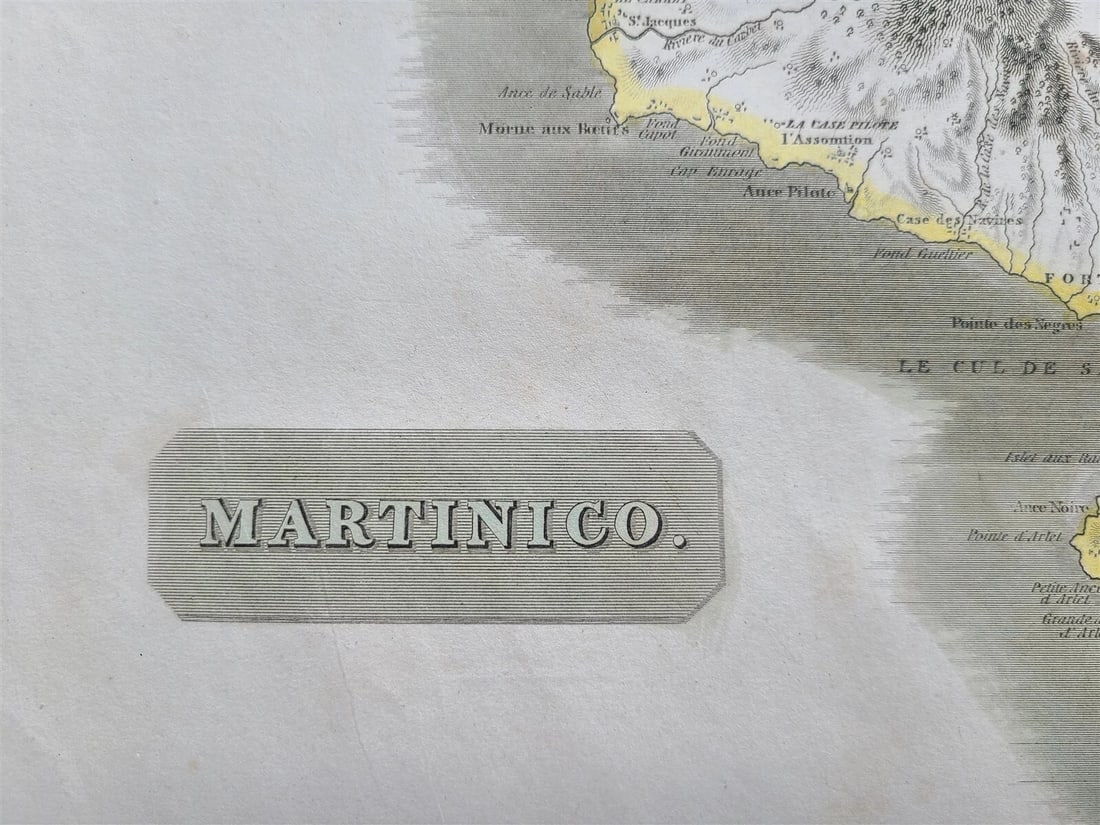 1814 MAP of WEST INDIA ISLANDS Carribean MARTINICO & DOMINICA antique 21 x 28" - 2