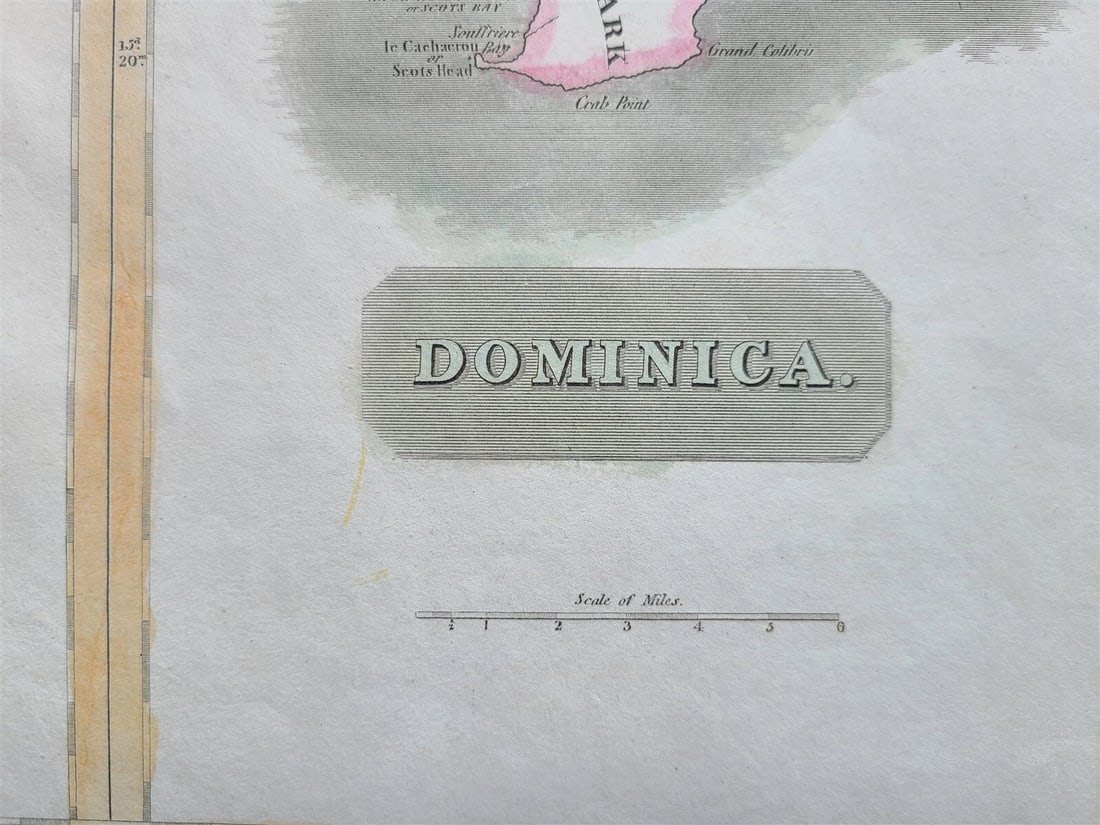 1814 MAP of WEST INDIA ISLANDS Carribean MARTINICO & DOMINICA antique 21 x 28" - 4