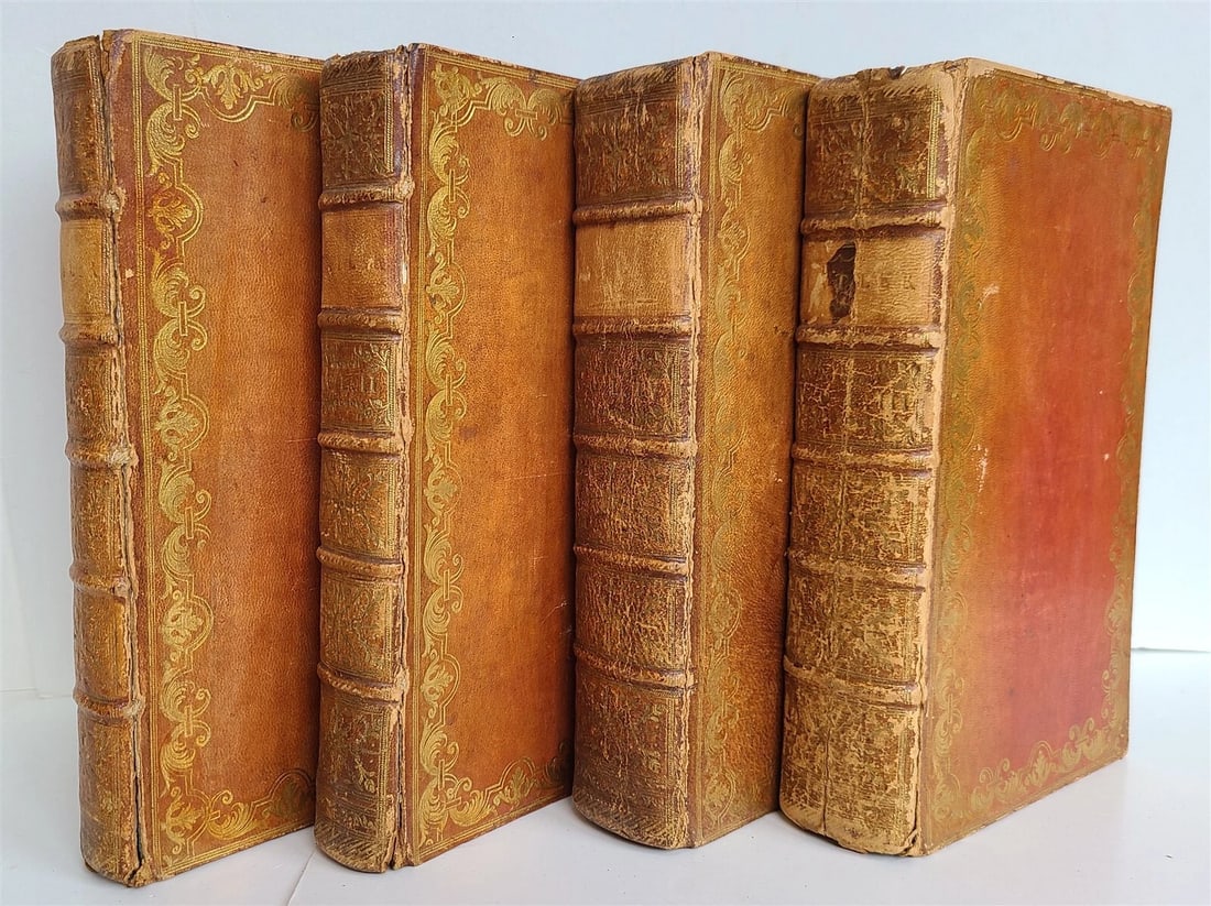 1711-1713 LUCUBRATIONS of ISAAC BICKERSTAFF antique 4 VOLUMES FINE BINDING (1 of 10)