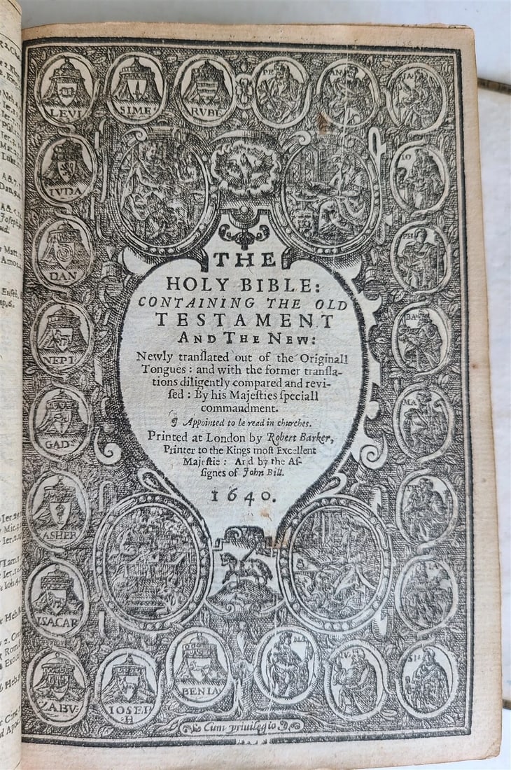 1640 BIBLE ENGLISH ANTIQUE Robert Barker & John Bill ILLUSTRATED original biding (1 of 20)
