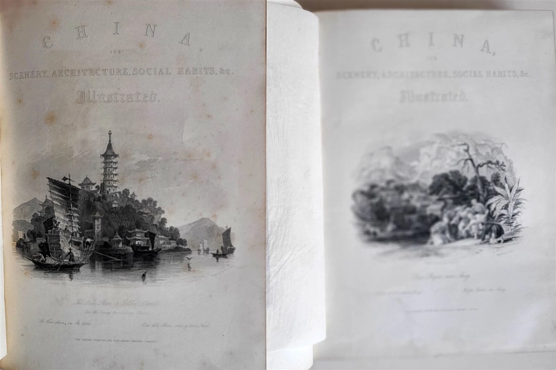 1858 CHINA CHINESE EMPIRE 2 VOLUMES antique ILLUSTRATED 145 ENGRAVINGS by ALLOM (1 of 20)