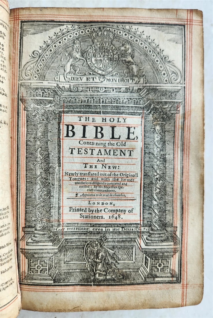 1648 BIBLE in ENGLISH antique Old & New Testament LONDON ILLUSTRATED 114 PLATES: Title: 1648 BIBLE in ENGLISH antique Old & New Testament LONDON ILLUSTRATED 114 PLATES Description: "Bible [English]. The Holy Bible, Containing the Old Testament, and the New: Newly translated out