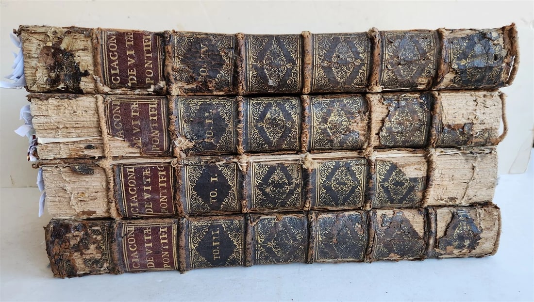 1677 LIVES of ROMAN POPES 4 FOLIO VOLUMES FULLY ILLUSTRATED antique in LATIN (1 of 20)