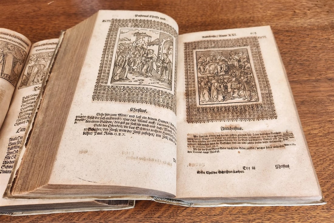 1661-1664 MARTIN LUTHER WORKS 7 FOLIO VOLS antique VELLUM in GERMAN ILLUSTRATED - 17