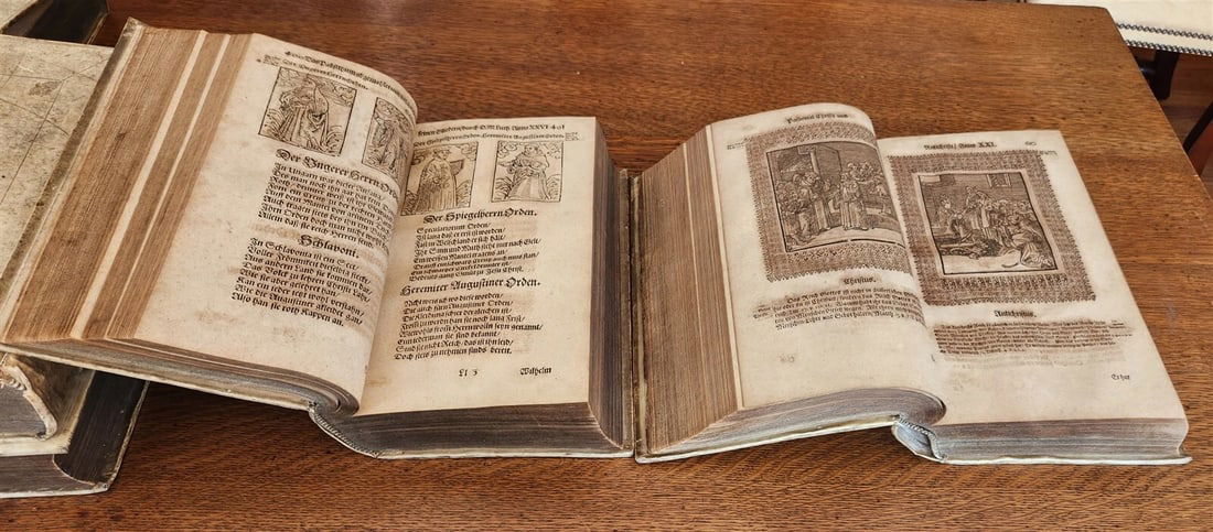 1661-1664 MARTIN LUTHER WORKS 7 FOLIO VOLS antique VELLUM in GERMAN ILLUSTRATED - 7