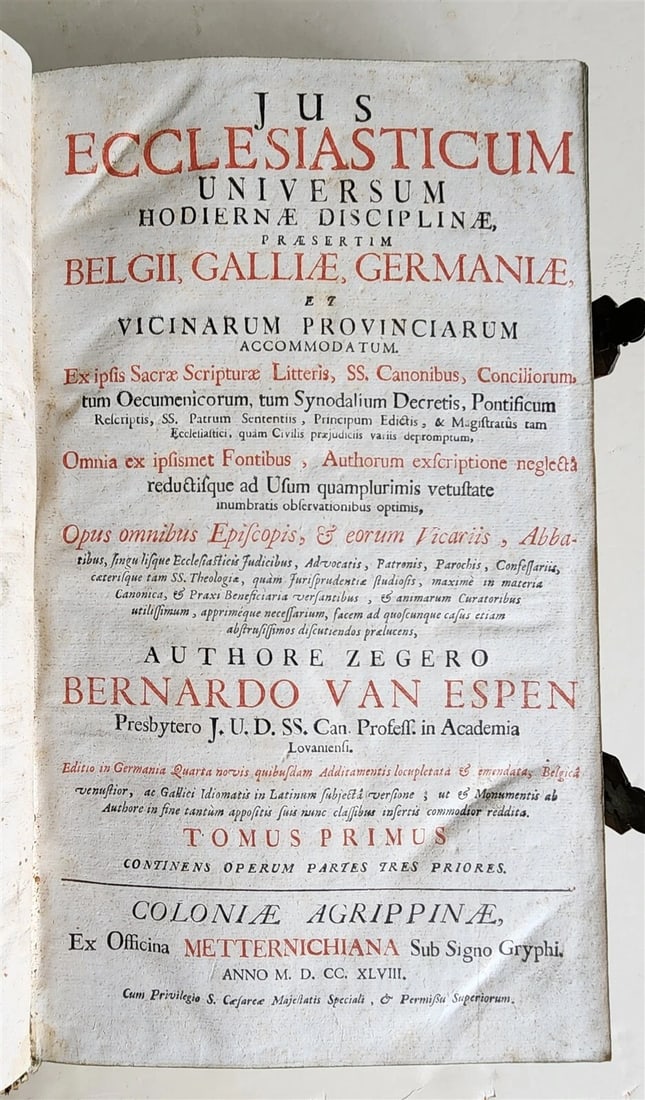 1748 CANON LAW by ESPENIUS antique BLIND-STAMPED PIGSKIN FOLIO - 4