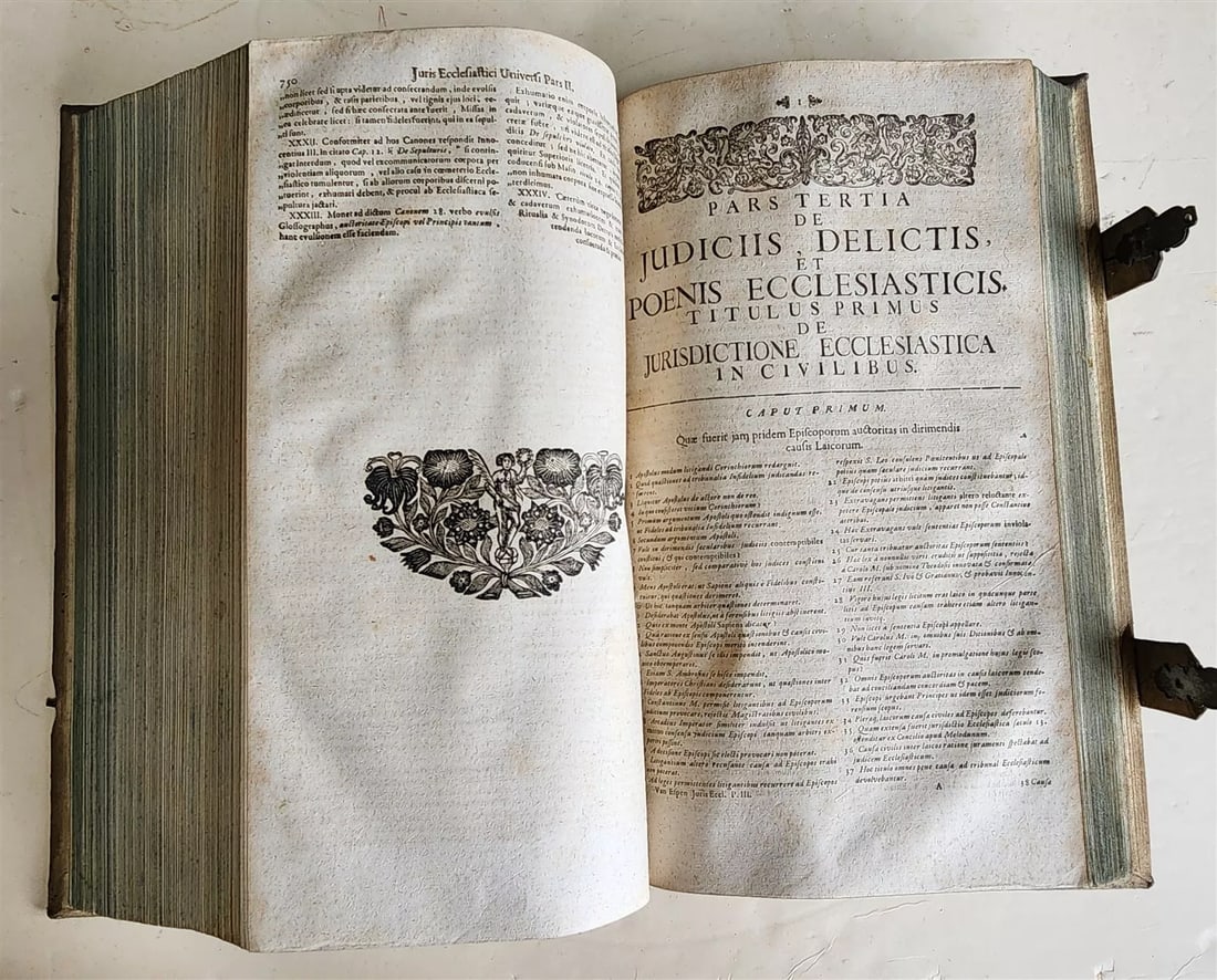1748 CANON LAW by ESPENIUS antique BLIND-STAMPED PIGSKIN FOLIO - 8