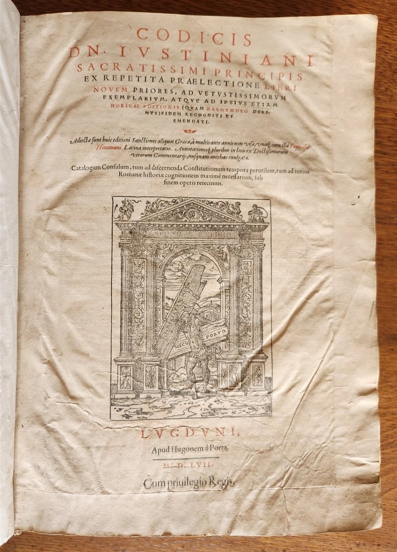 1557 LAW BOOK Corpus Juris Civilis CODICIS DN. IUSTINIANI antique FOLIO vellum (1 of 16)