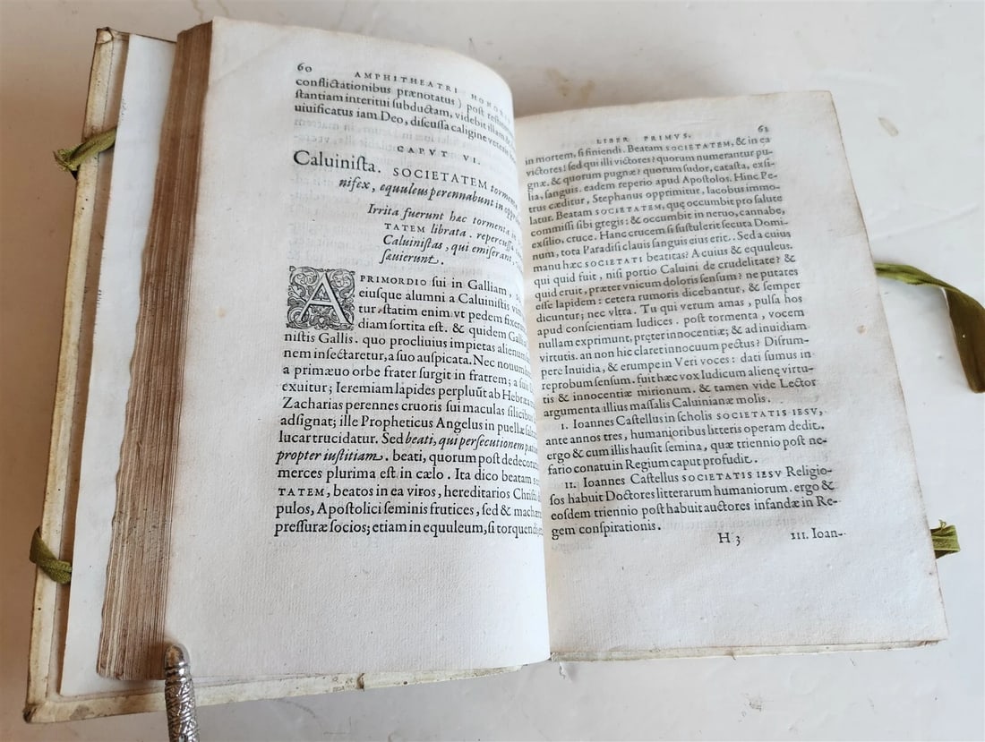 1605 JESUIT DEFENSE AGAINST ATTACKS of CALVINISTS antique PIGSKIN BINDING - 6