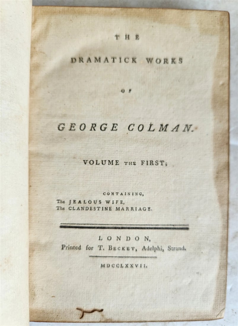 1777 DRAMATICK WORKS of GEORGE COLMAN antique 4 VOLUMES - 3