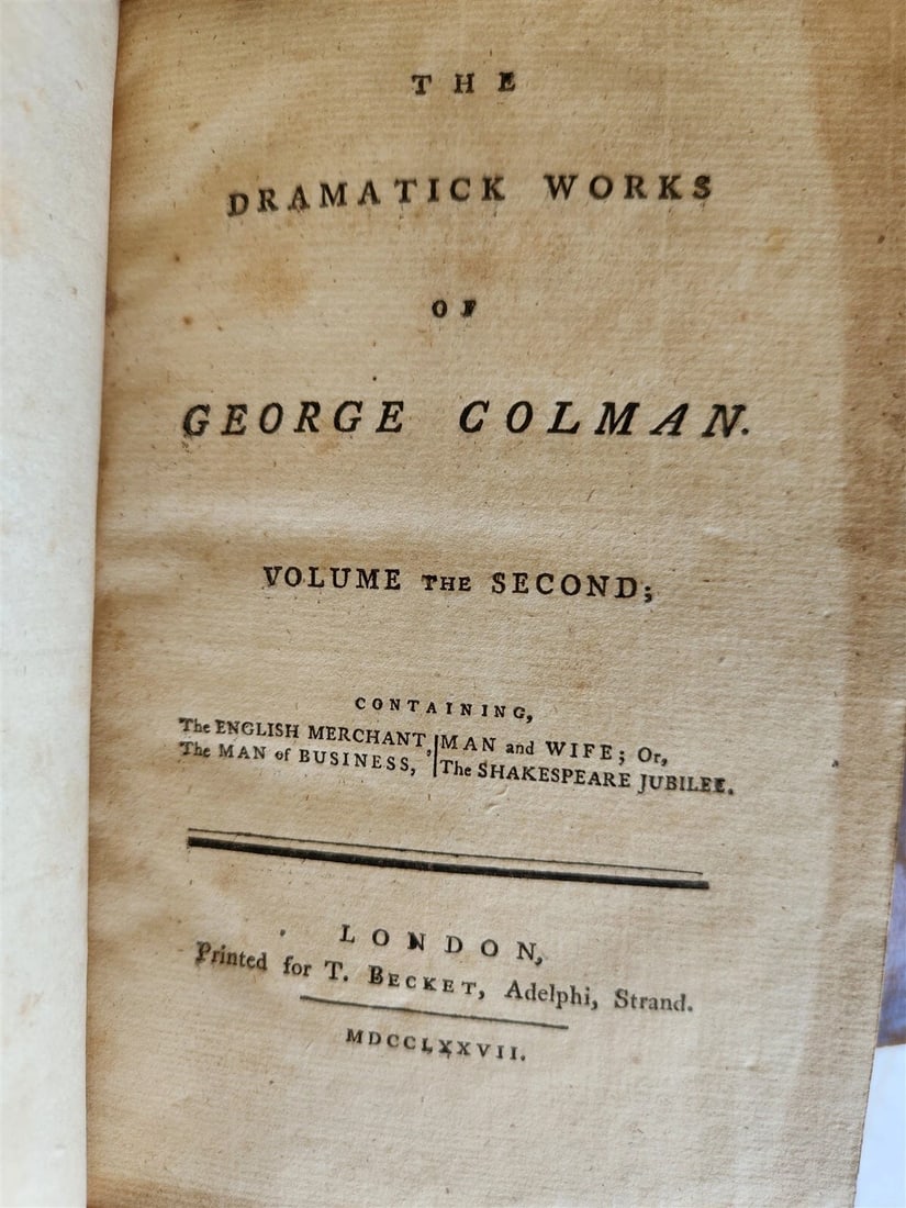 1777 DRAMATICK WORKS of GEORGE COLMAN antique 4 VOLUMES - 6