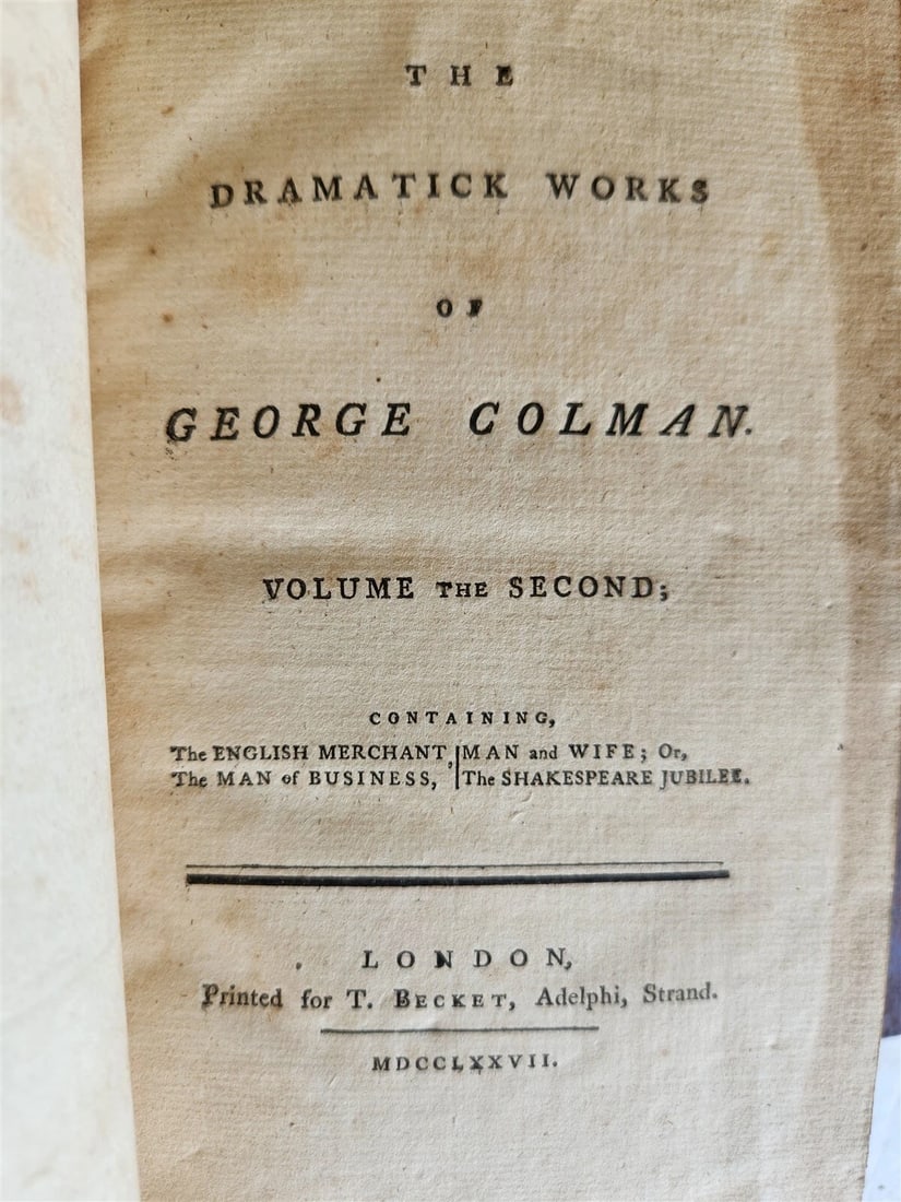 1777 DRAMATICK WORKS of GEORGE COLMAN antique 4 VOLUMES - 8