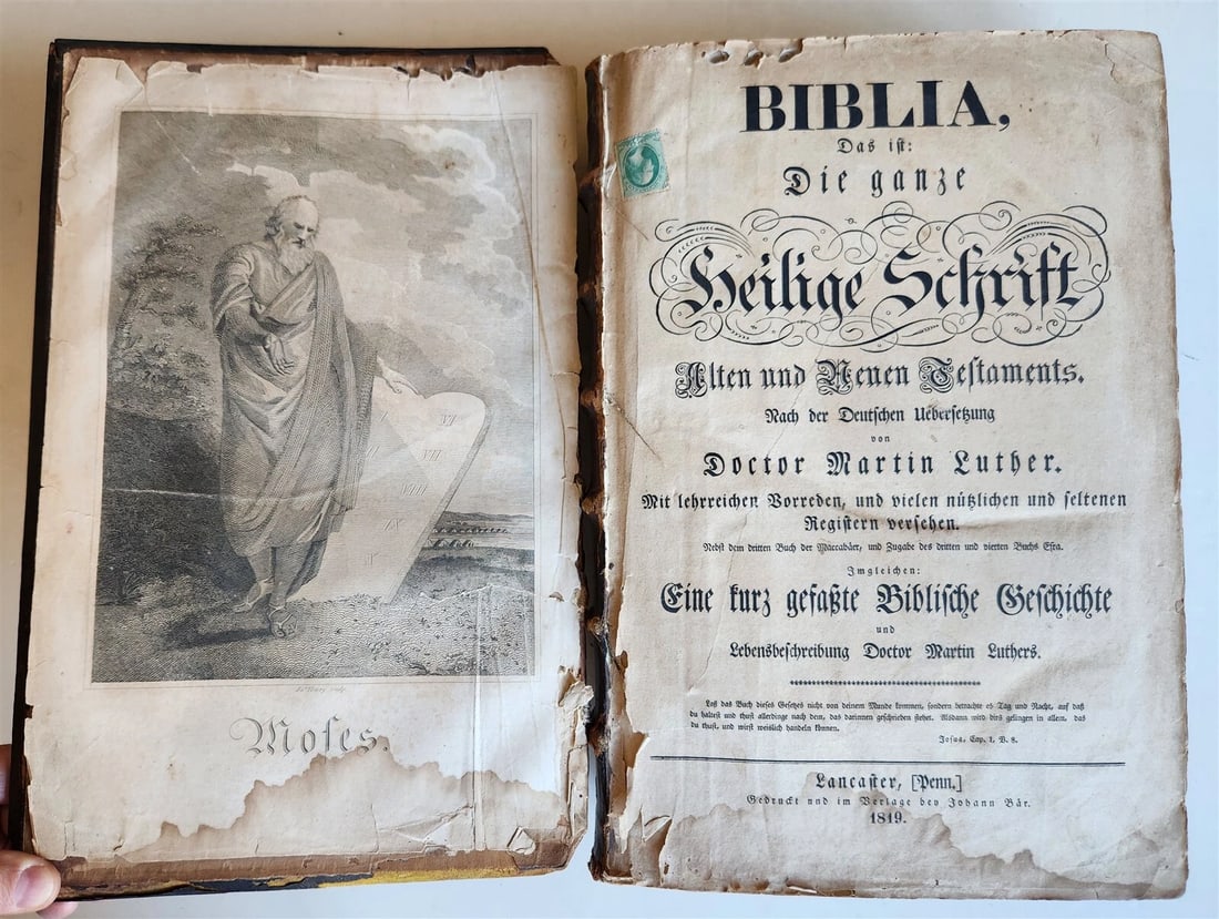 1819 BIBLE 1st Folio Ed PENNSYLVANIA GERMAN Lancaster PA JOHANN BAR antique RARE: Title: 1819 BIBLE 1st Folio Ed PENNSYLVANIA GERMAN Lancaster PA JOHANN BAR antique RARE Description: "[ HOLY BIBLE ] Biblia, das ist: die ganze Heilige Schrift, Alten und Neuen Testaments Nach der
