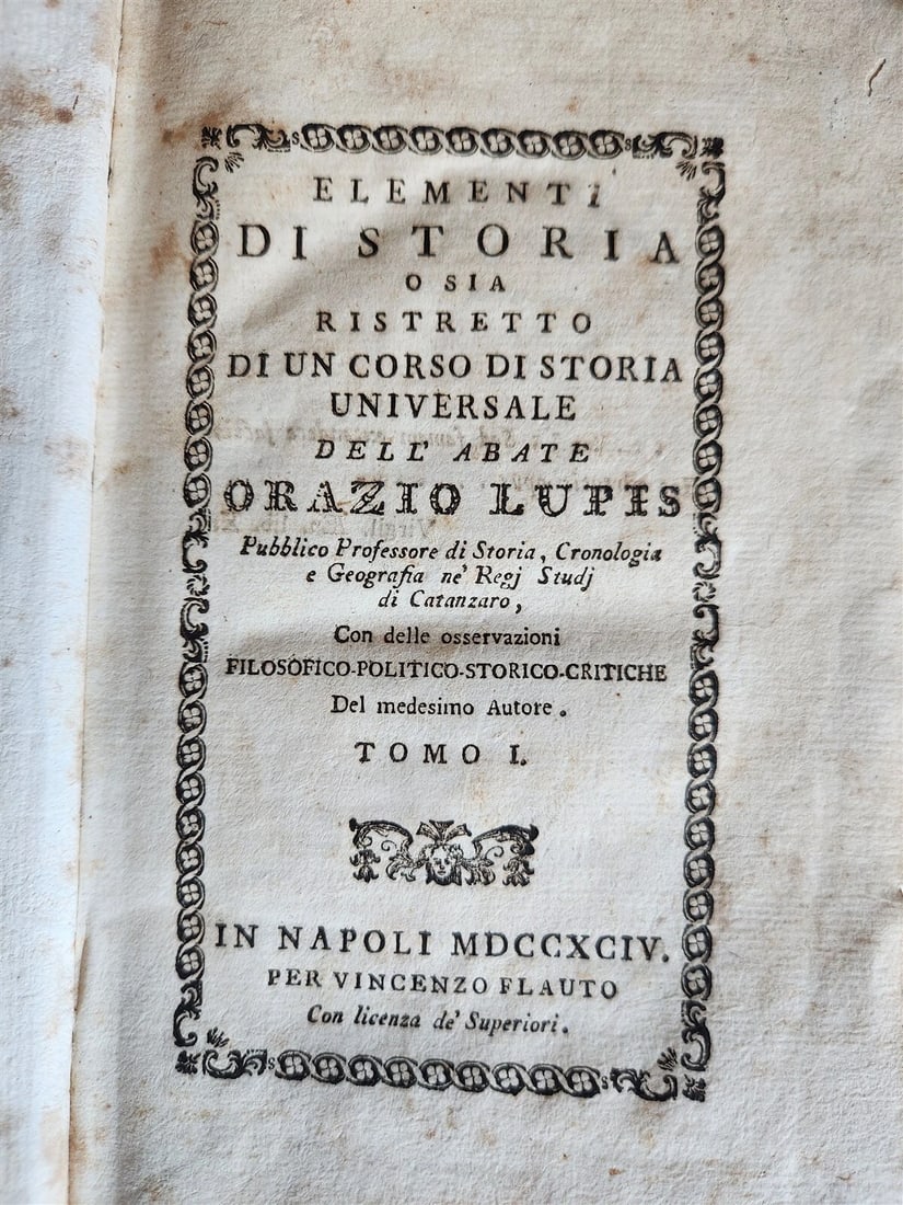 1794-1805 UNIVERSAL HISTORY by ORAZIO LUPIS 6 VOLUMES antique VELLUM BINDING - 2