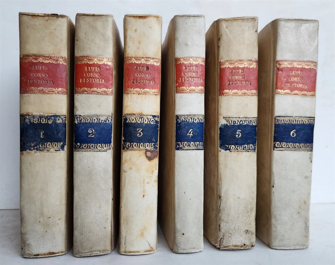 1794-1805 UNIVERSAL HISTORY by ORAZIO LUPIS 6 VOLUMES antique VELLUM BINDING - 3