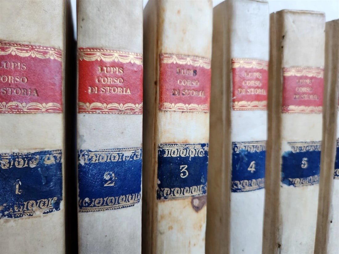 1794-1805 UNIVERSAL HISTORY by ORAZIO LUPIS 6 VOLUMES antique VELLUM BINDING - 4