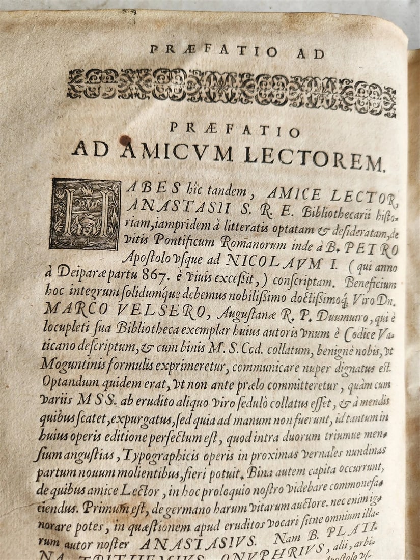 1602 HISTORY of POPES by Anastasius Bibliothecarius antique VELLUM - 12