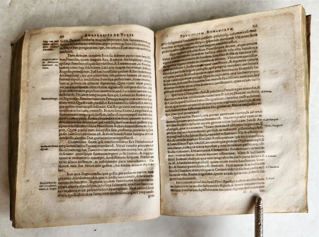 1602 HISTORY of POPES by Anastasius Bibliothecarius antique VELLUM - 8