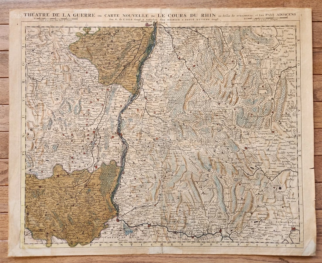 1730s MILITARY MAP antique THEATRE DE LA GUERRE CARTE NOUVELLE LE COURS du RHIN (1 of 7)