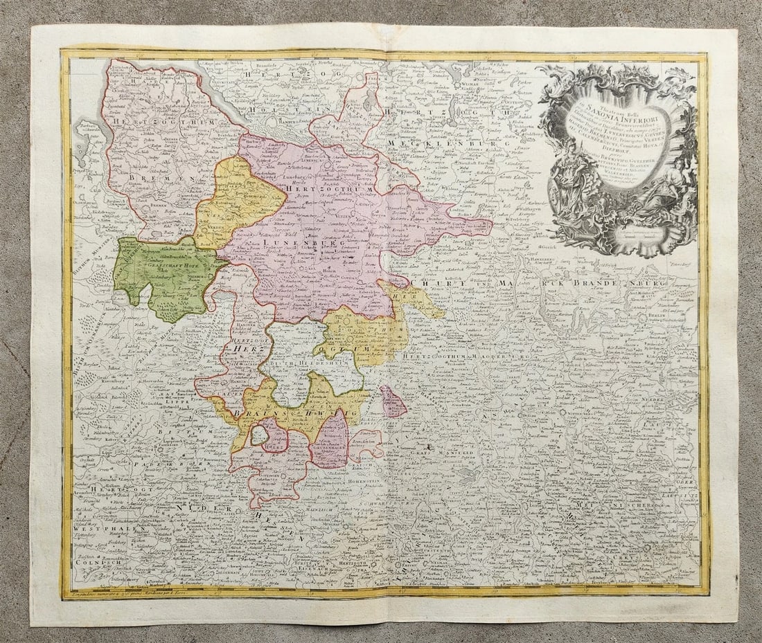 1740s GERMANY antique MAP SAXONIAE INFERIORI (1 of 6)