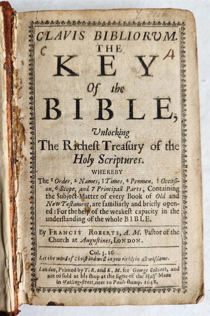 1648 Key of the Bible unlocking richest Treasury of Holy Scriptures antique (1 of 13)