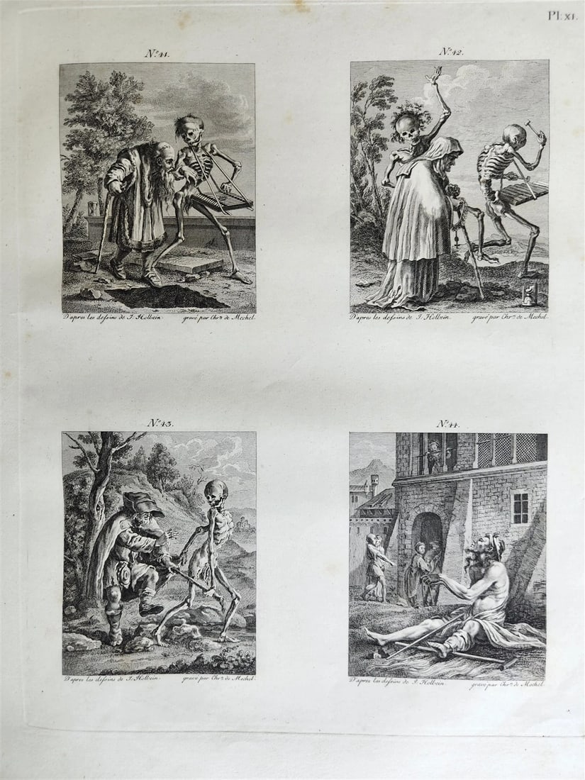 1780 The TRIUMPH of Death ENGRAVINGS by HOLBEIN antique Le triomphe de la mort (1 of 20)