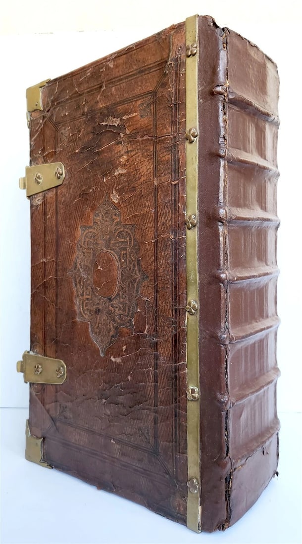 1702 BIBLE in DUTCH MASSIVE FOLIO antique ILLUSTRATED w/6 MAPS incl. WORLD'S MAP (1 of 18)