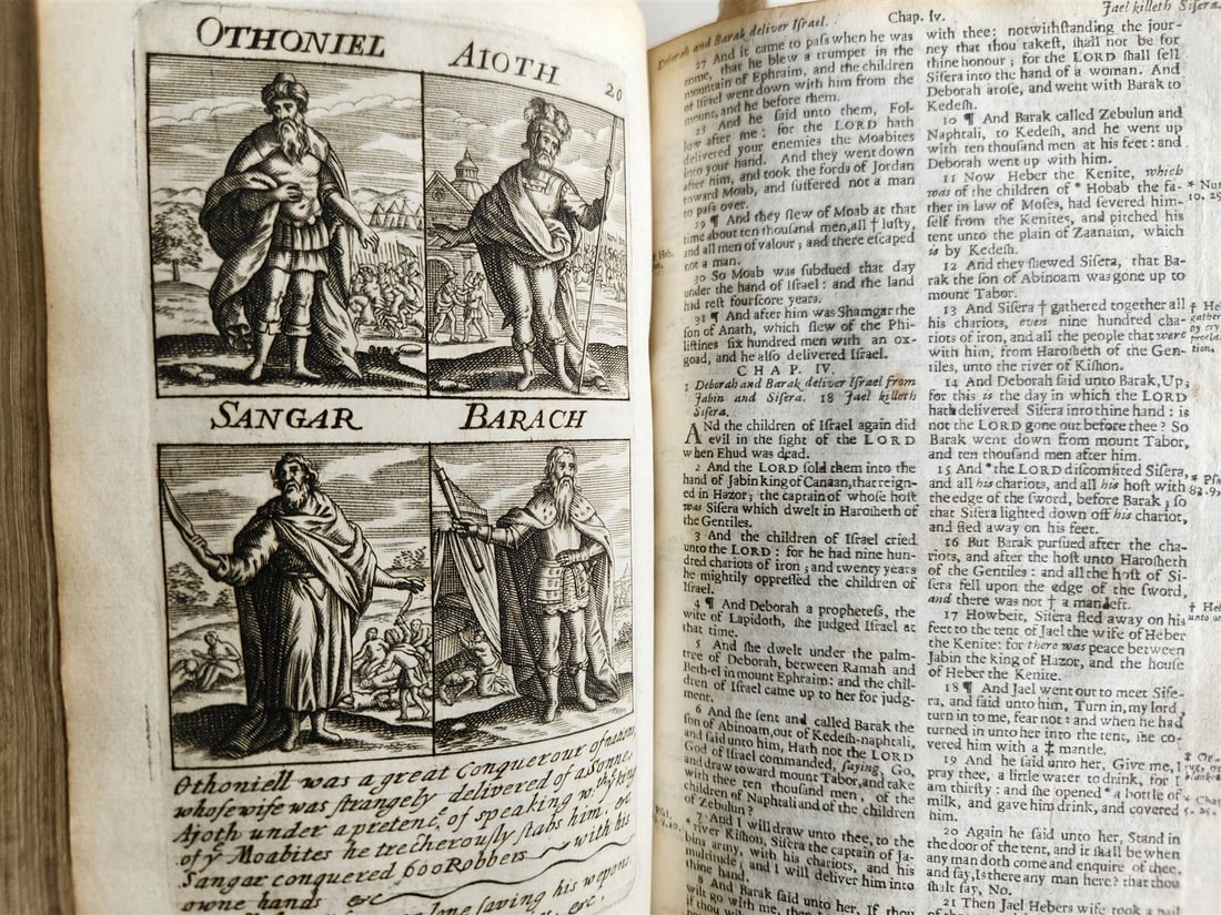 1695 BIBLE in ENGLISH OLD TESTAMENT antique ILLUSTRATED w/ NUMEROUS PLATES - 7