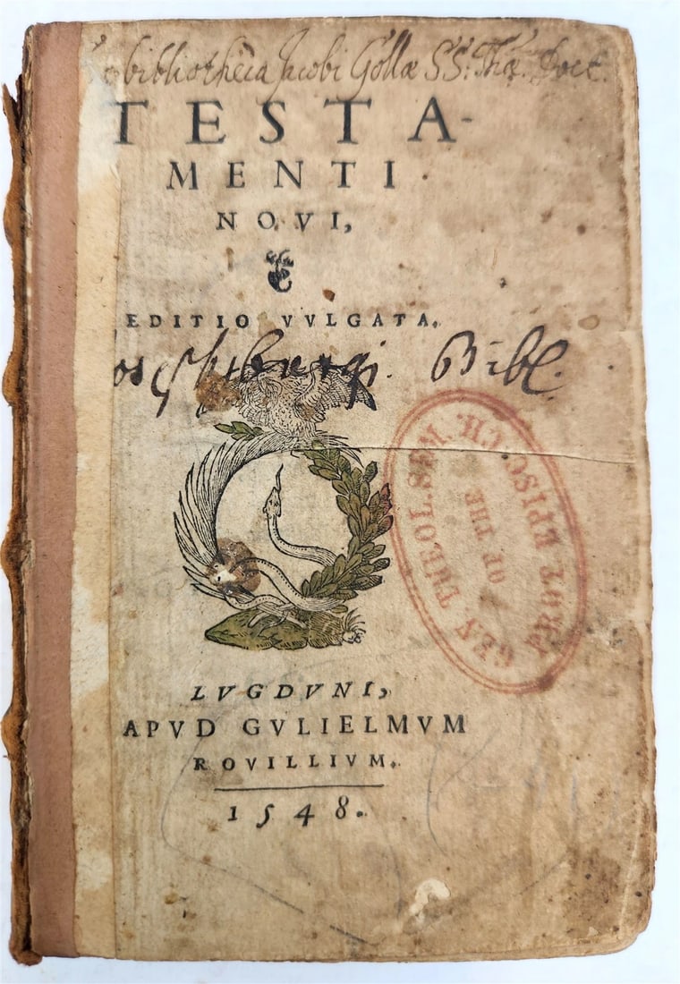 1548 BIBLE in LATIN FULLY ILLUSTRATED antique RARE pocket size NEW TESTAMENT: Title: 1548 BIBLE in LATIN FULLY ILLUSTRATED antique RARE pocket size NEW TESTAMENT Description: "TESTAMENTI NOVI editio vulgata Apud Gulielmum Rovillium: Lugduni; 1548 Fully illustrated Small size: 3