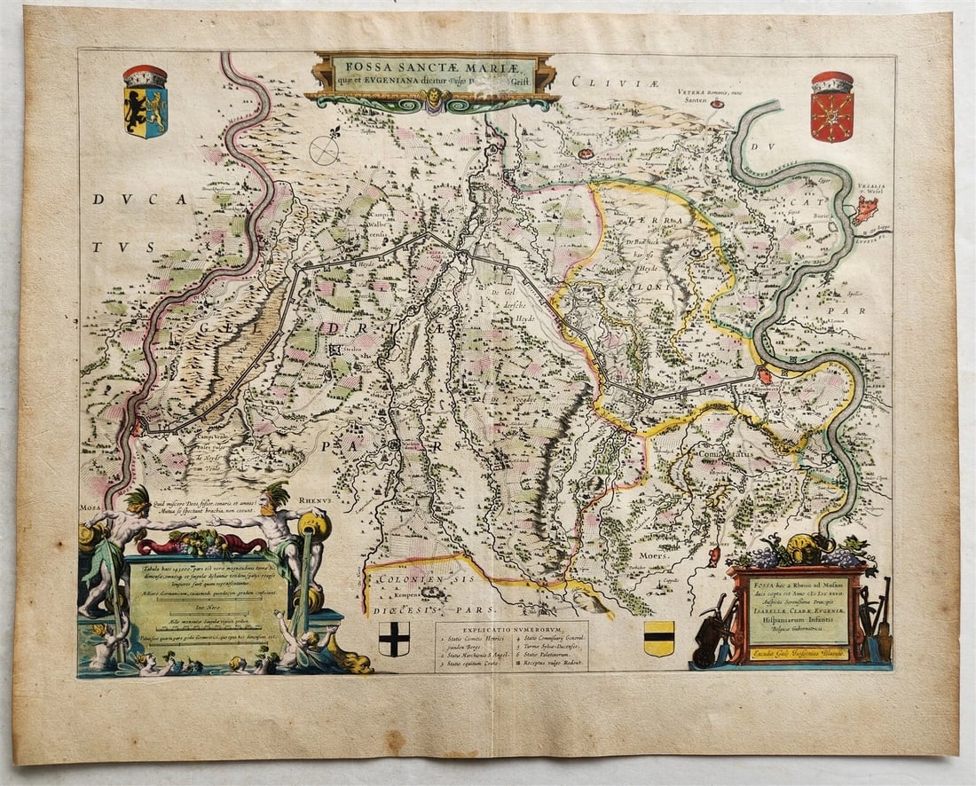 1640 MAP of GERMANY FOSSA SANCTAE MARIAE by WILLEM BLAEU antique AUTHENTIC (1 of 5)