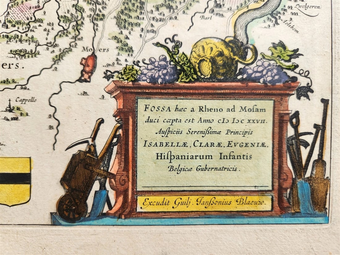 1640 MAP of GERMANY FOSSA SANCTAE MARIAE by WILLEM BLAEU antique AUTHENTIC - 3