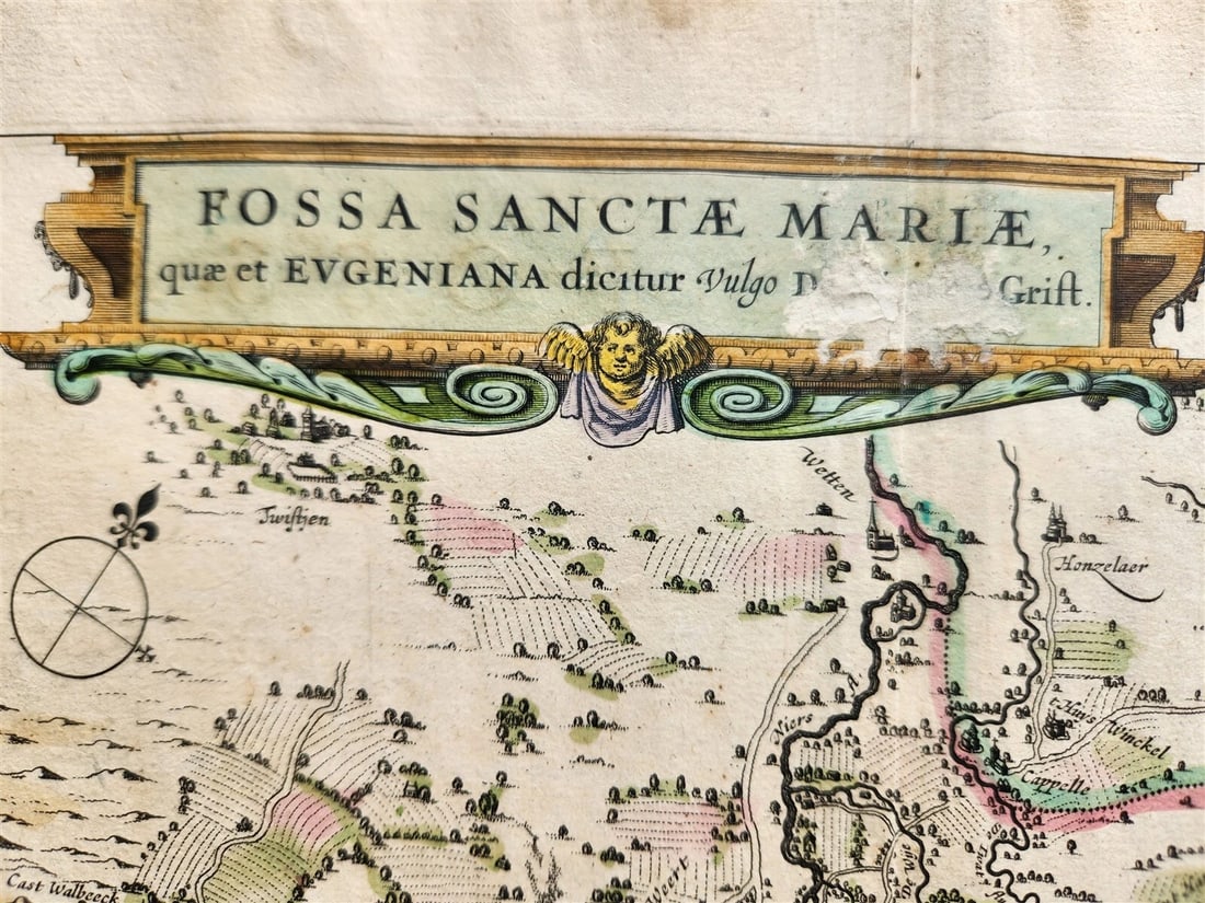 1640 MAP of GERMANY FOSSA SANCTAE MARIAE by WILLEM BLAEU antique AUTHENTIC - 4