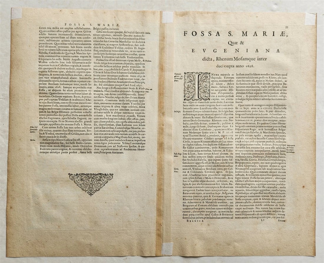 1640 MAP of GERMANY FOSSA SANCTAE MARIAE by WILLEM BLAEU antique AUTHENTIC - 5