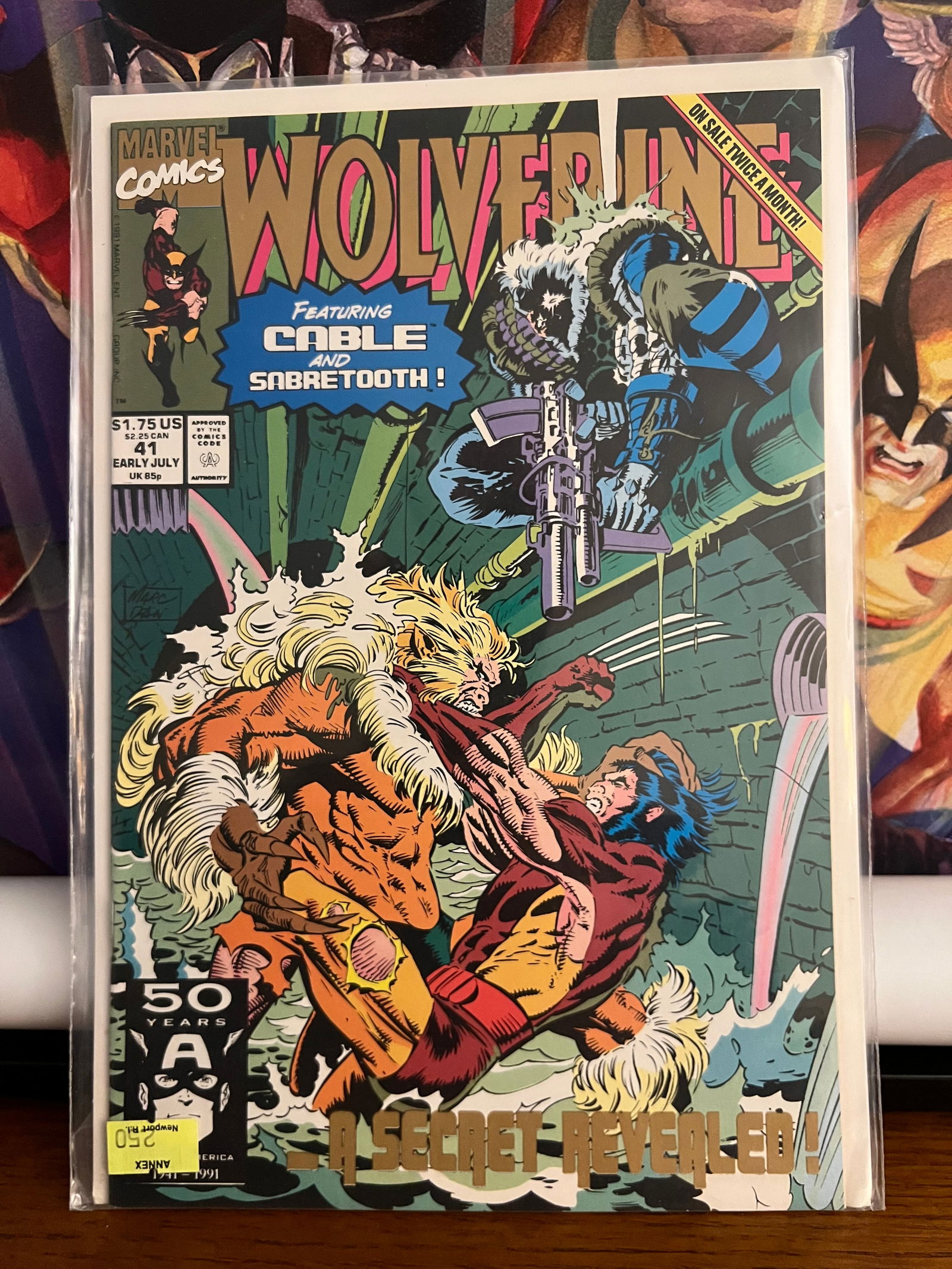 Wolverine #41: Title: Wolverine #41 Description: Description: Featuring Cable & SabreTooth!Date Period: 1991Materials: Marvel Reserve: $12.00 Shipping:Domestic: Shipping rates are determined by