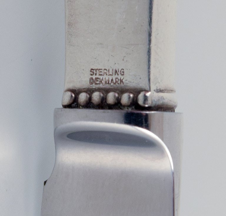 Georg Jensen Beaded. A set of ten fruit knives in sterling silver. Stainless steel blade. - 5