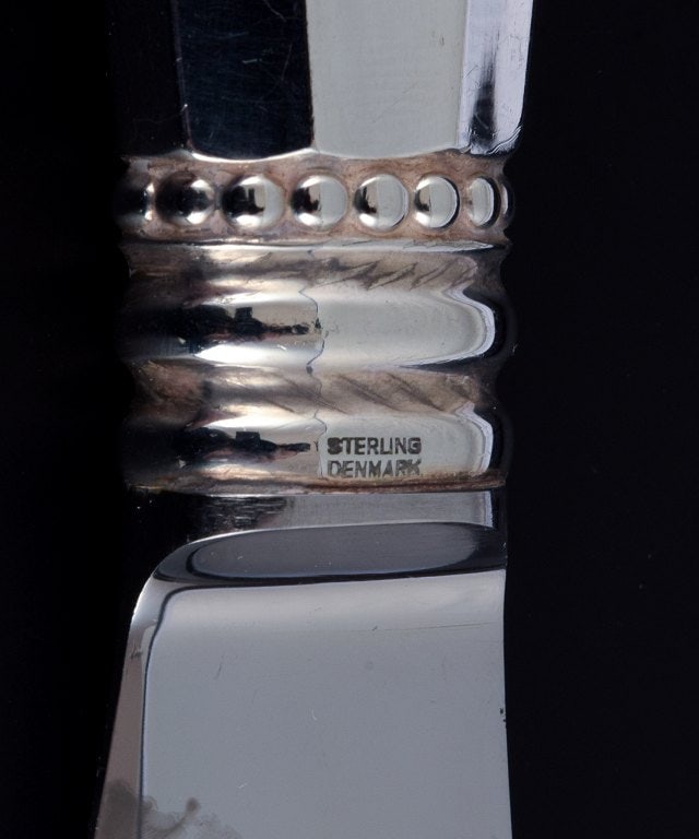 Georg Jensen, Acorn, carving set in sterling silver and stainless steel. - 7