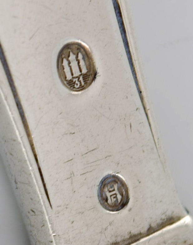 Hans Hansen silverware no. 7. Four art deco fruit knives in silver (830) and stainless steel. 1930s. - 4