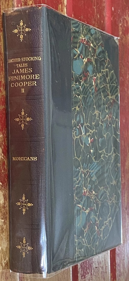 James Fenimore Cooper DEERSLAYER Leather Stocking Fireside Ed. 1898 Houghton: James Fenimore Cooper THE DEERSLAYER 1898 Leather Stocking Tales Fireside Edition, Antique Book. Black and red illustrated title page. Very good condition. 595 pages. Hardcover leather binding with ma