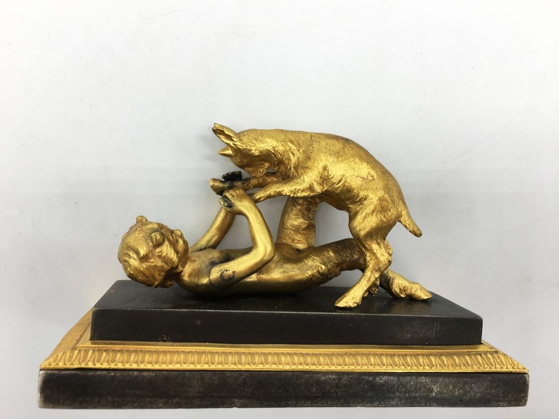 Bronze figure of a man with an animal - 3