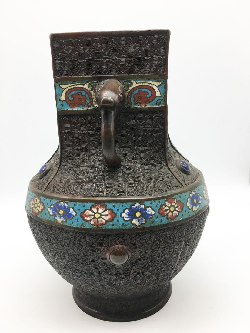 Antique Chinese Decorative vase decorated with cloisonne enamels - 2
