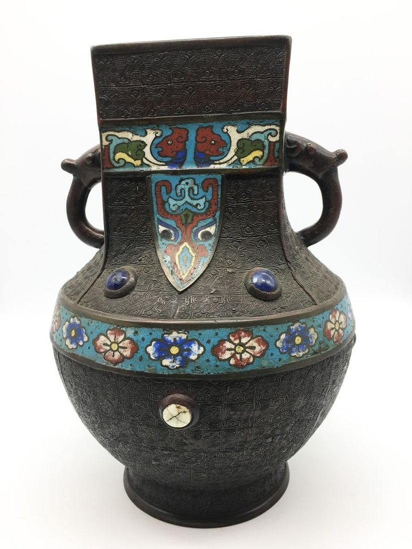 Antique Chinese Decorative vase decorated with cloisonne enamels - 3