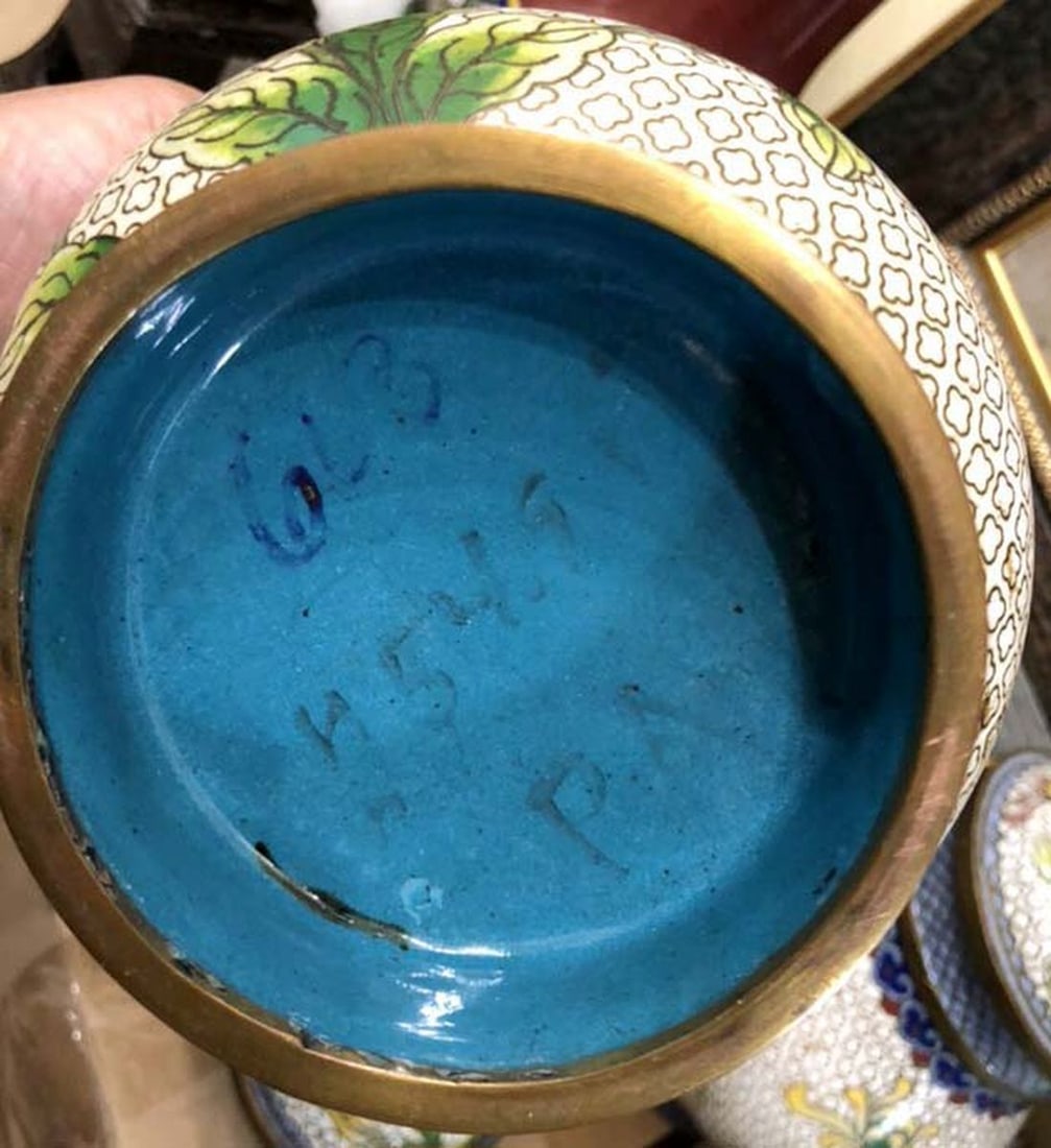 Vintage pair vases in the Cloisonne technique - 4